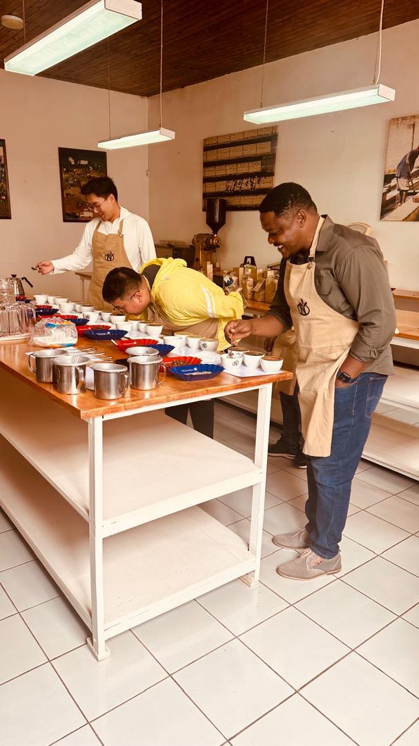 Coffee cupping session at the Rocky Coffee lab