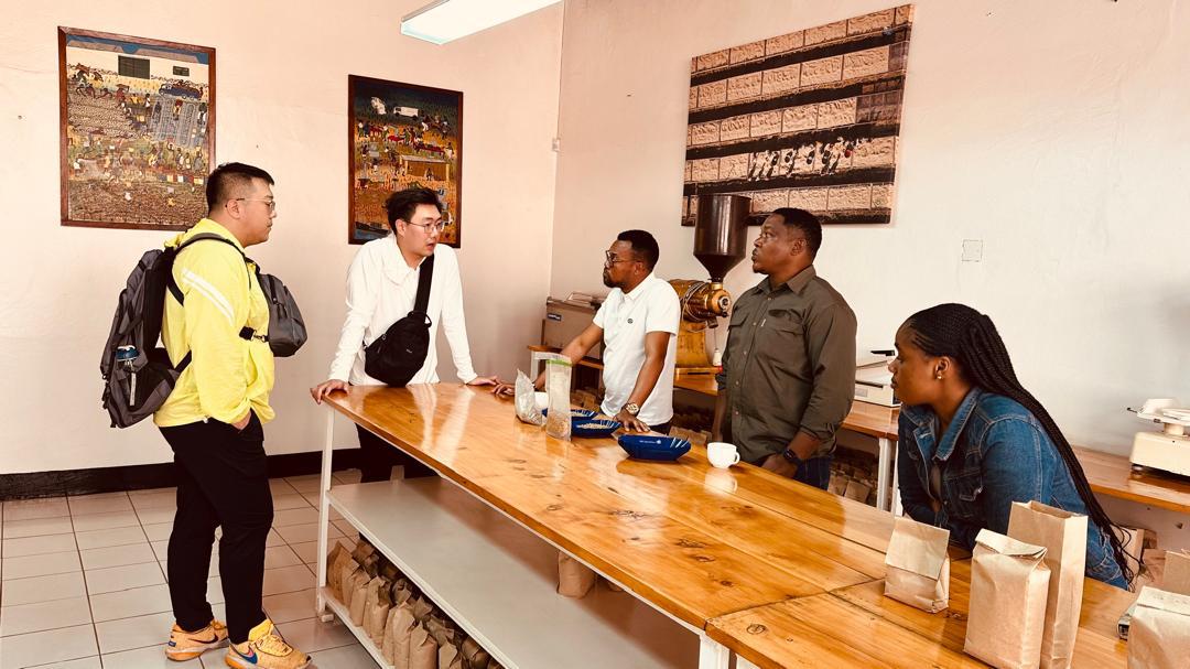 Visitors at the Rocky Coffee cupping room